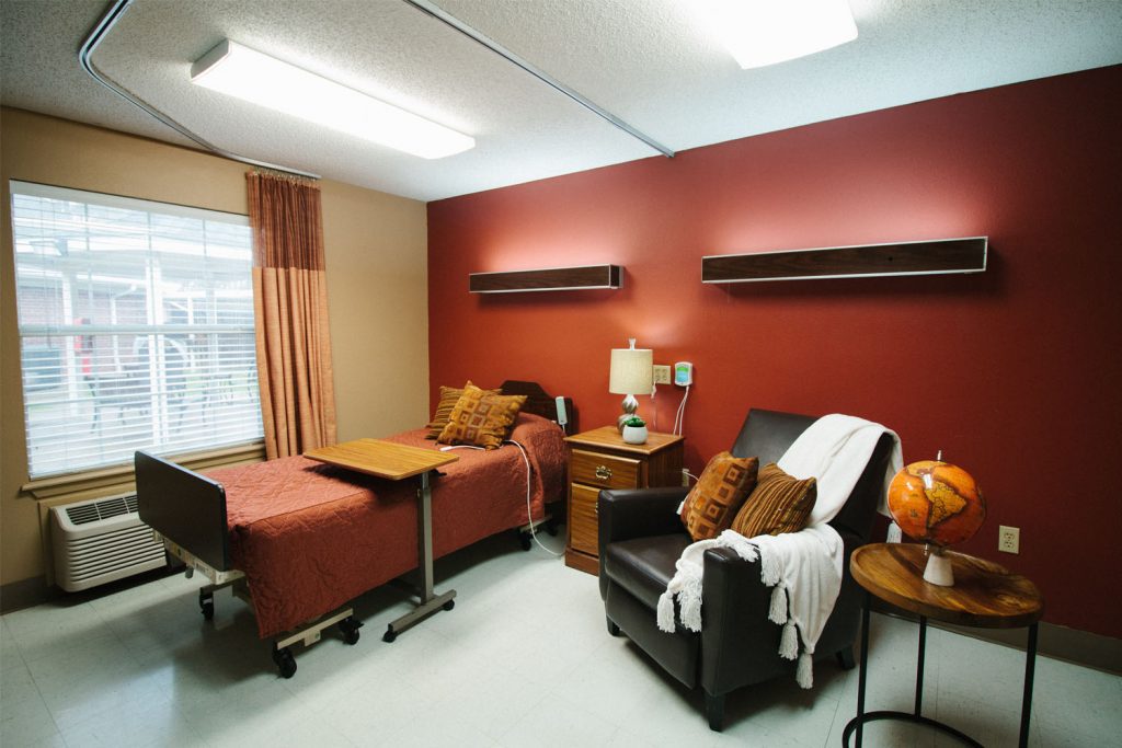 A room available for a long term care resident at a skilled nursing nursing home