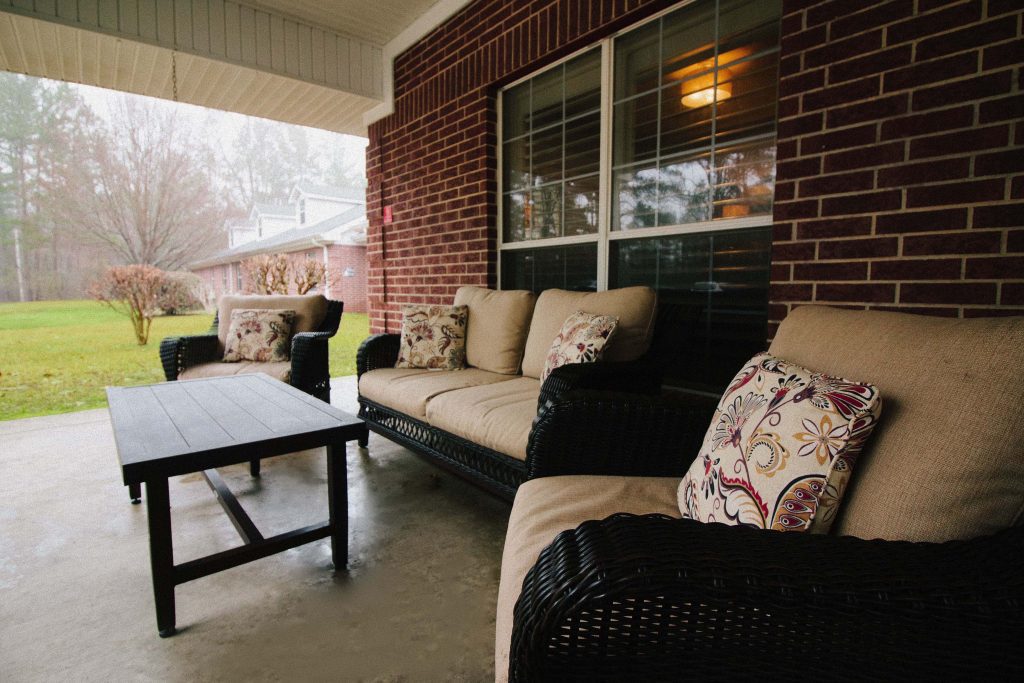 A patio area available for long term care, respite care, memory care, and short term care