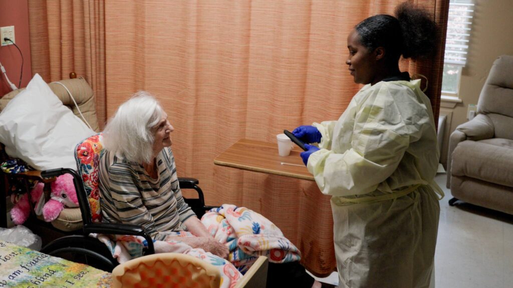 A long term care resident at a skilled nursing care facility